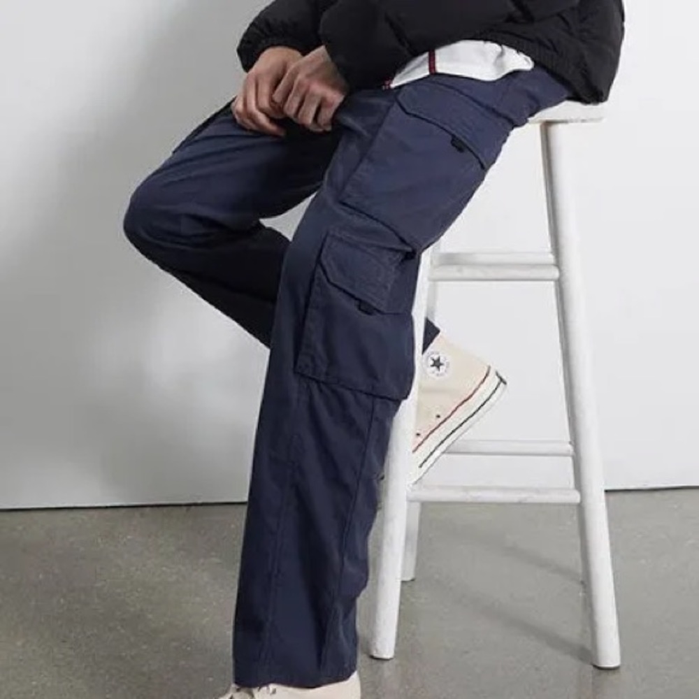 PacSun - Slim Navy Cotton Loose Cargo Pants